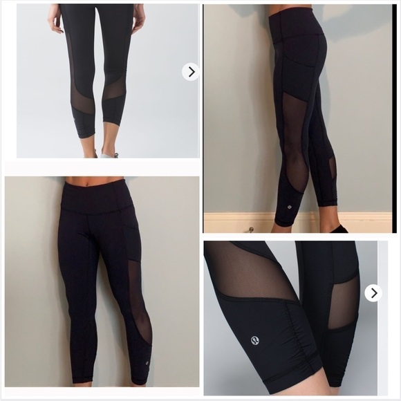 lululemon Seek the Heat Crop black size 4 with side pockets and rushed hem - Picture 1 of 10